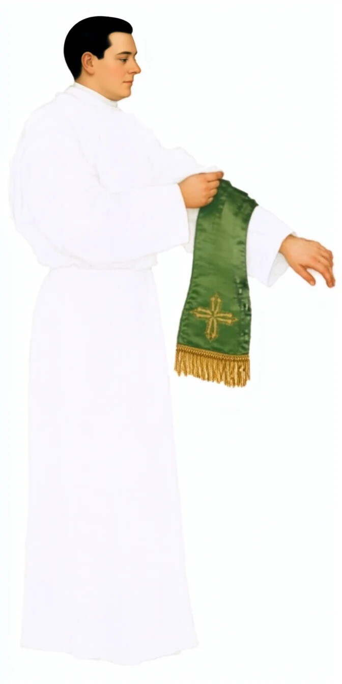 Priest putting Maniple on left arm