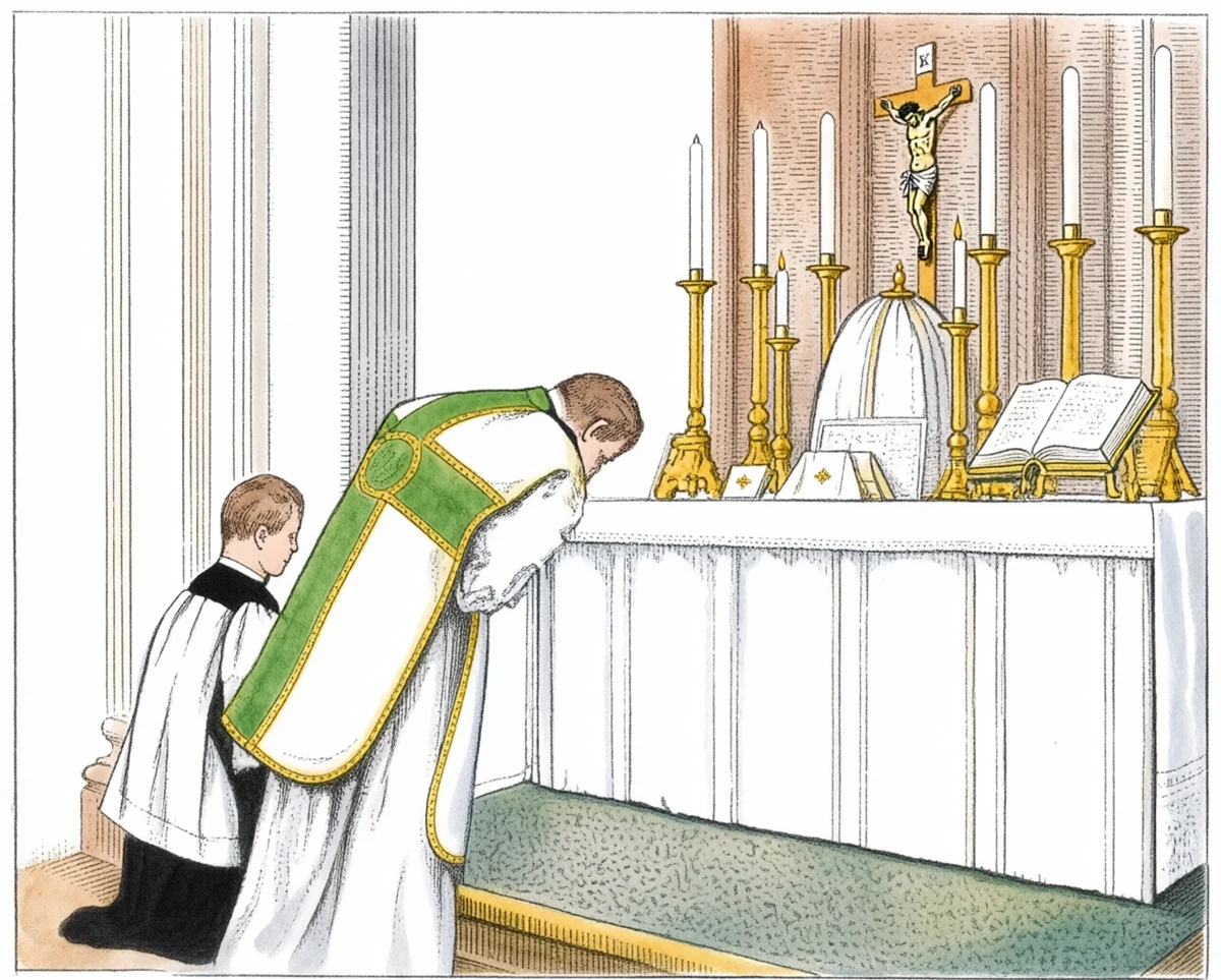 The Preparatory Prayers at the Foot of the Altar. The Priest says the “Confiteor.”
